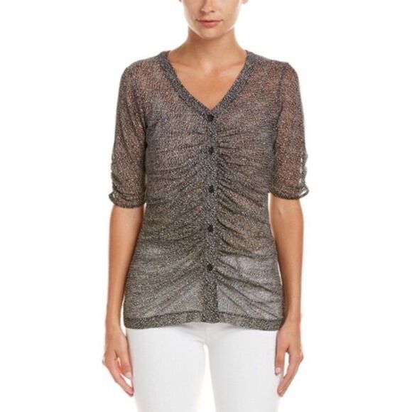 CAbi #241 Gathered Placket Sheer Blouse - Picture 6 of 6